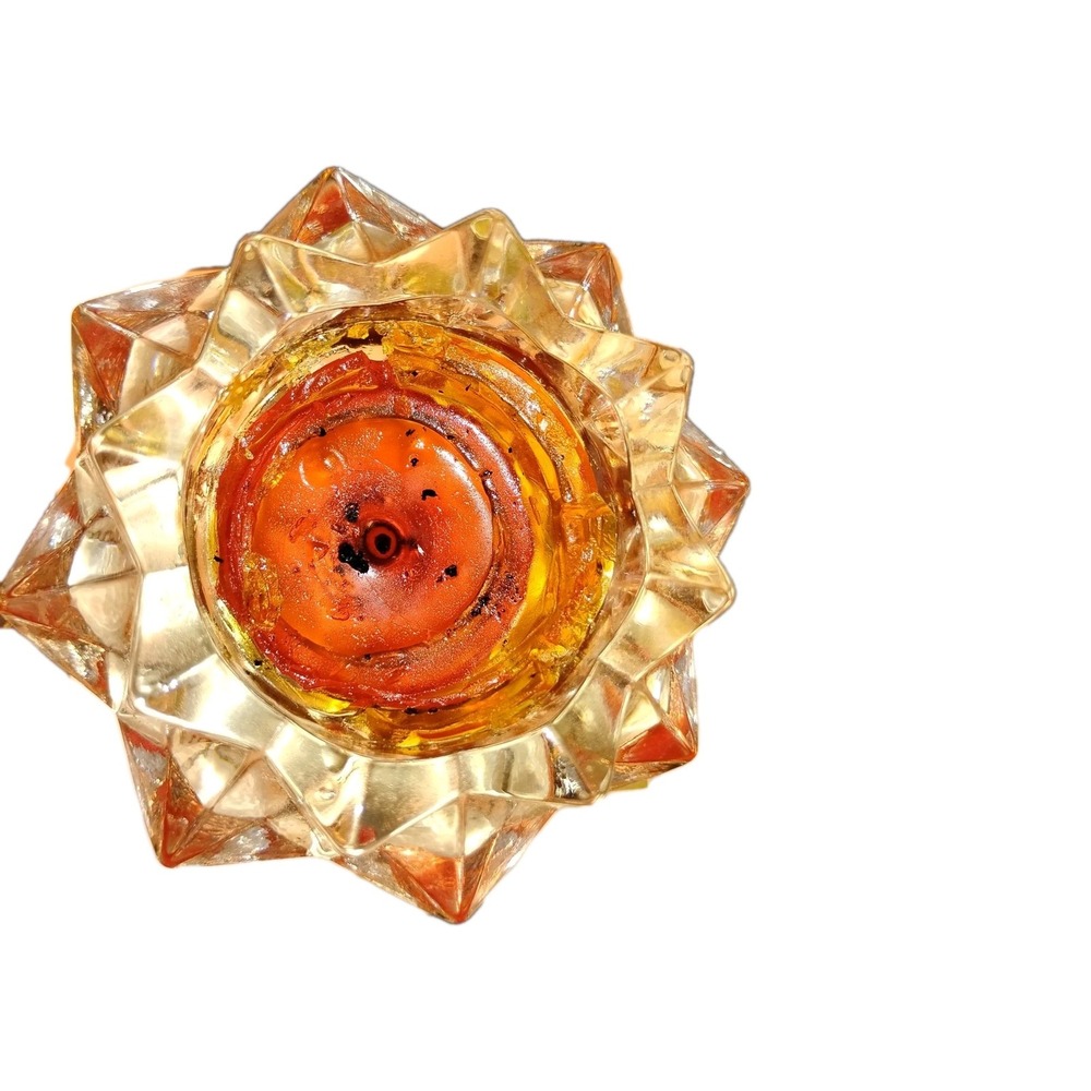 Vtg Avon Diamond Star Burst Glass Votive tealight candleholder 1981 Gem Glow Box - Picture 2 of 8